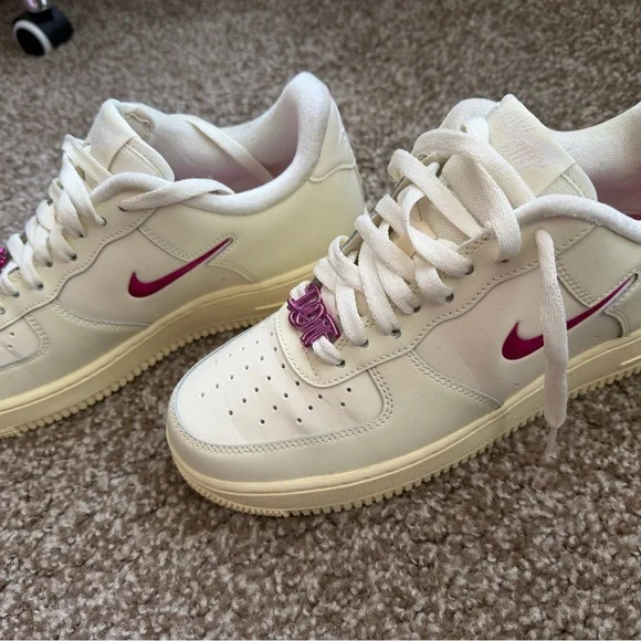 Nike Women’s Low-Top Sneakers — White with Pink Swoosh - Picture 2 of 5